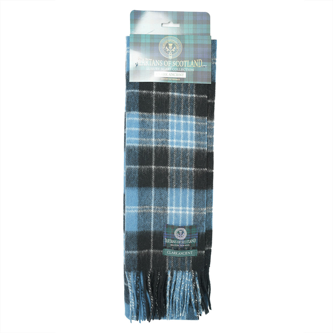 Tartan of Scotland 100% Pure New Wool Clan Scarf - Clark Acient