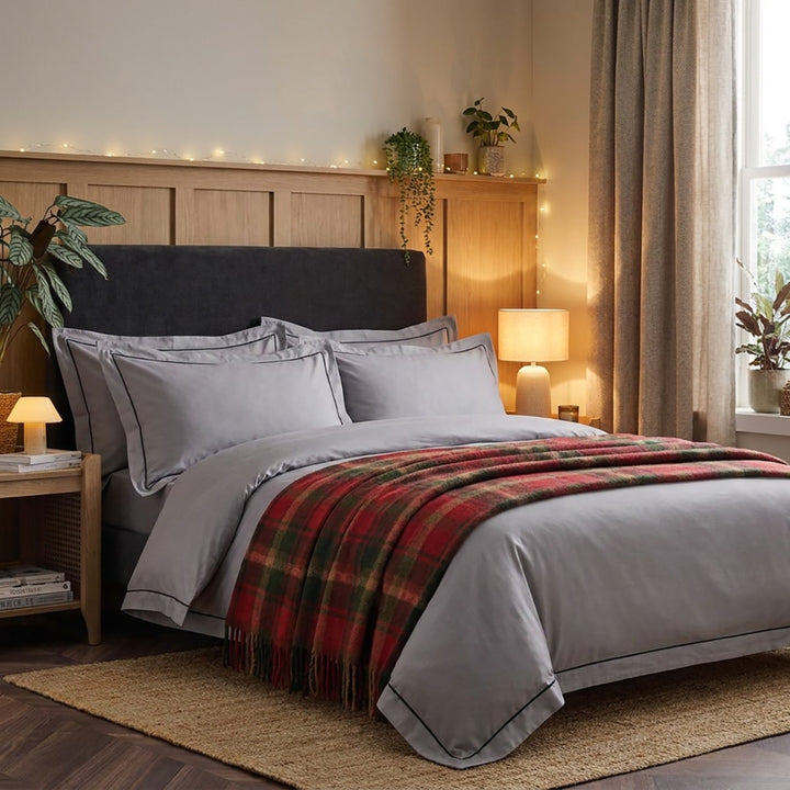 Scottish Tartan Wool-Blend Blanket Throw – Highland Comfort - DARK MAPLE