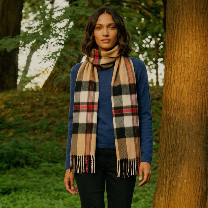 Tartan Weaving Mill 100% Pure Cashmere Scarf – Made in Scotland - AMPLIFIED THOMSON CAMEL