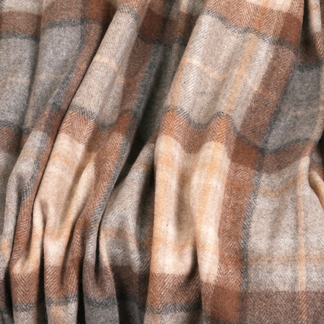Scottish Tartan Wool-Blend Blanket Throw – Highland Comfort - MACKELLAR NATURAL