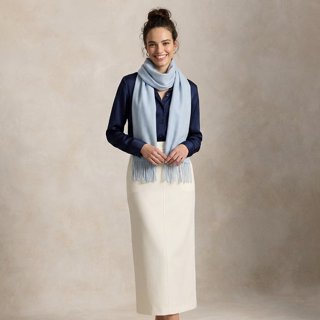 Edinburgh 100% Lambswool Scarf – Premium Soft Wool Wrap - Saxe Blue