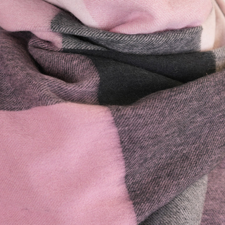 Heritage of Scotland 100% Lambswool Wide Scarf Soft Unisex Winter Wrap - Tartan &amp; Check Designs - 3 SQUARE PINK
