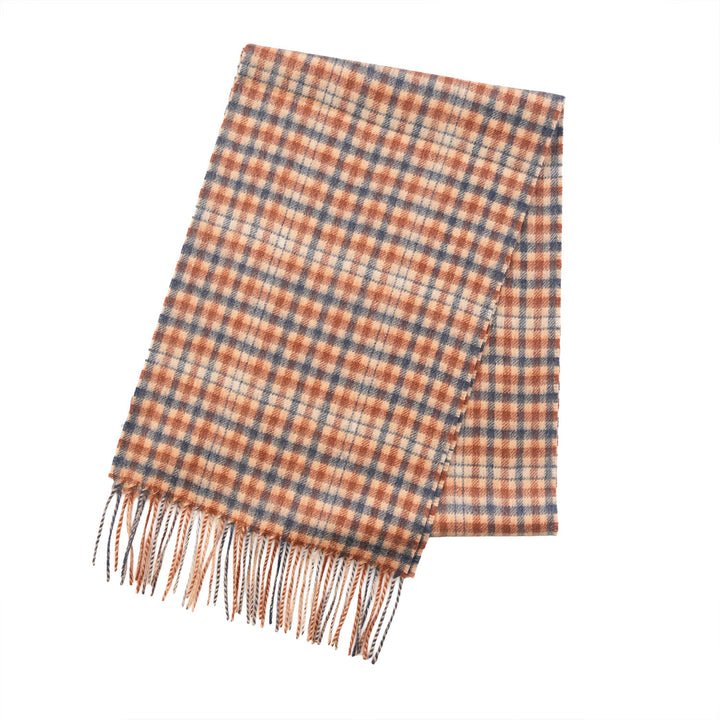 Edinburgh Cashmere Premium Lightweight Scarf - Ultra-Soft Luxury Wrap - GINGHAM TWEED CHECK TAN