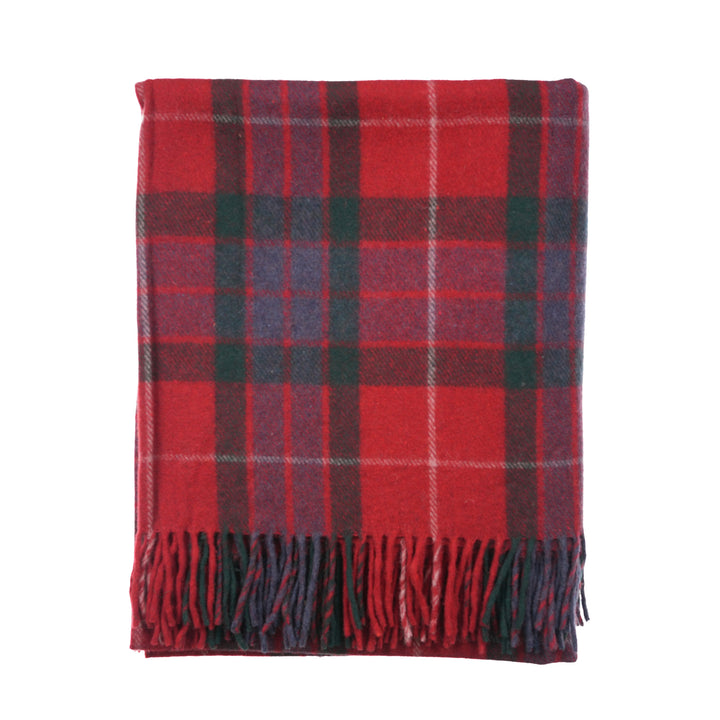 Highland Wool Blend Tartan Blanket Throw – Extra Warm Scottish Wool Blend – FRASER RED