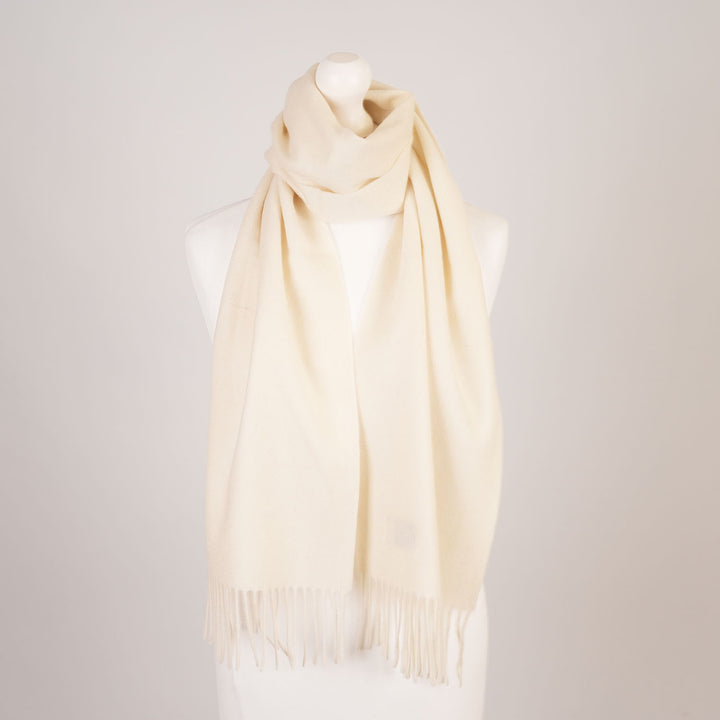 Edinburgh 100% Lambswool Scarf – Premium Soft Wool Wrap - Plain Winter White