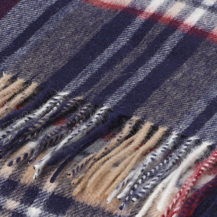 Heritage of Scotland 100% Lambswool Wide Scarf Soft Unisex Winter Wrap - Tartan &amp; Check Designs - STEWART NAVY