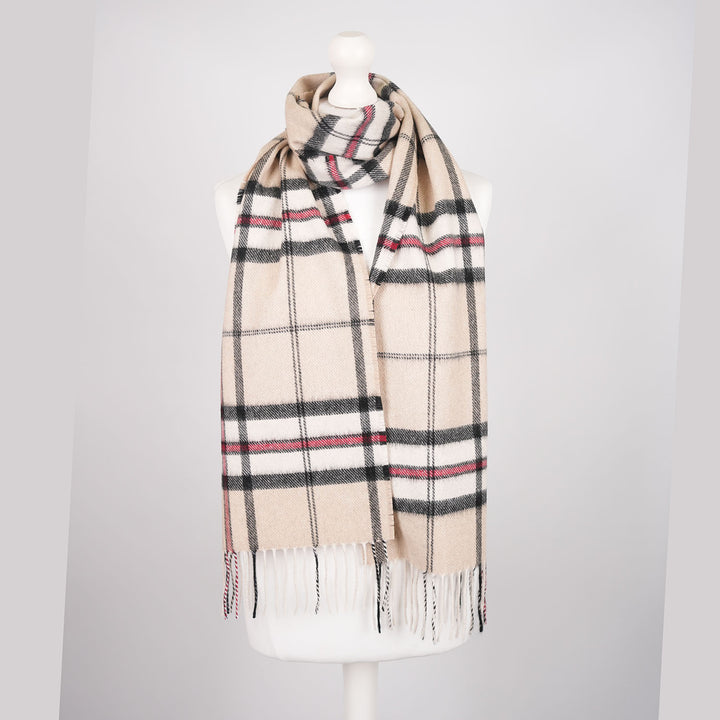 Tartan Weaving Mill 100% Pure Cashmere Scarf – Made in Scotland - Thomson Camel - Maxi Check