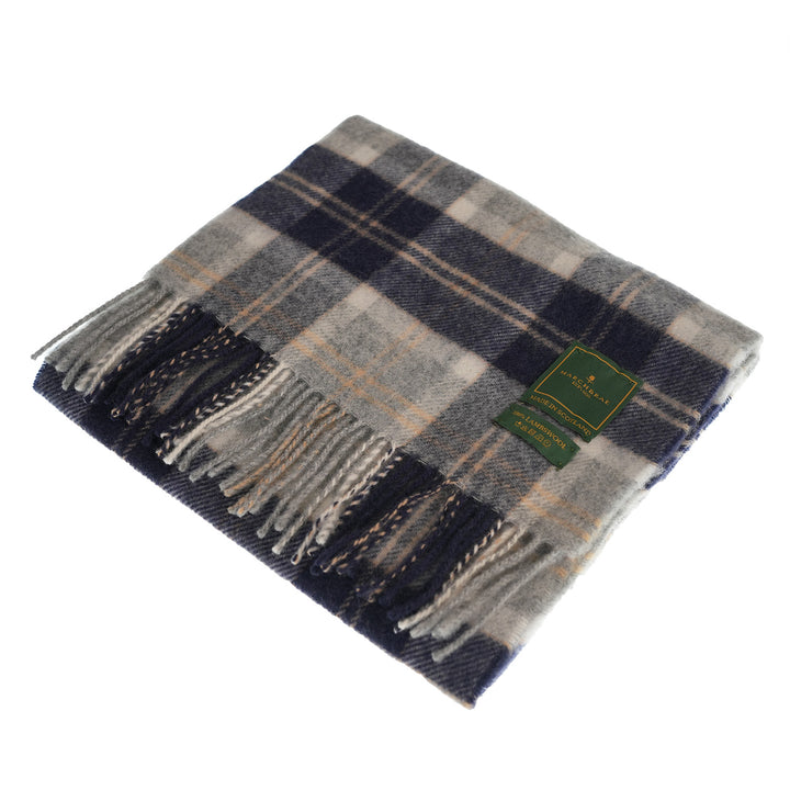 100% Lambswool Scarf – Traditional Tartan &amp; Check Designs - Made in Scotland - Bannockbane Silver
