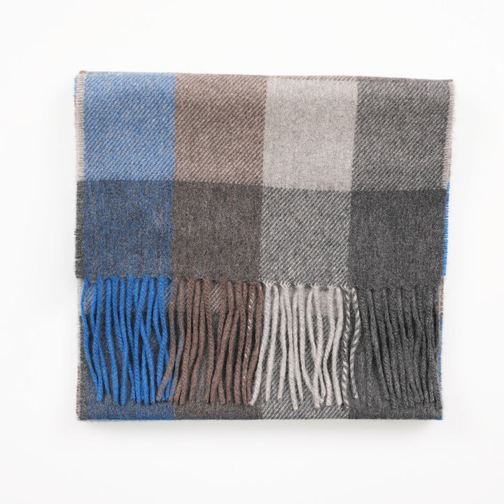 Tartan Weaving Mill 100% Pure Cashmere Scarf – Made in Scotland - COOL AZURE BLOCK