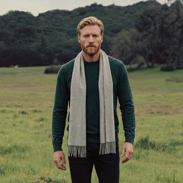Tartan Weaving Mill 100% Pure Cashmere Scarf – Made in Scotland - LIGHT GREY