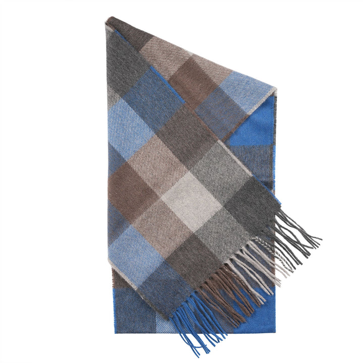Tartan Weaving Mill 100% Pure Cashmere Scarf – Made in Scotland - COOL AZURE BLOCK
