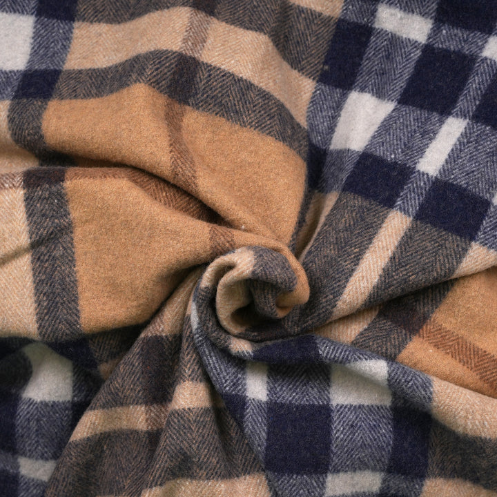 Scottish Tartan Wool-Blend Blanket Throw – Highland Comfort - EXPLODED SCOTTY THOMSON CAMEL