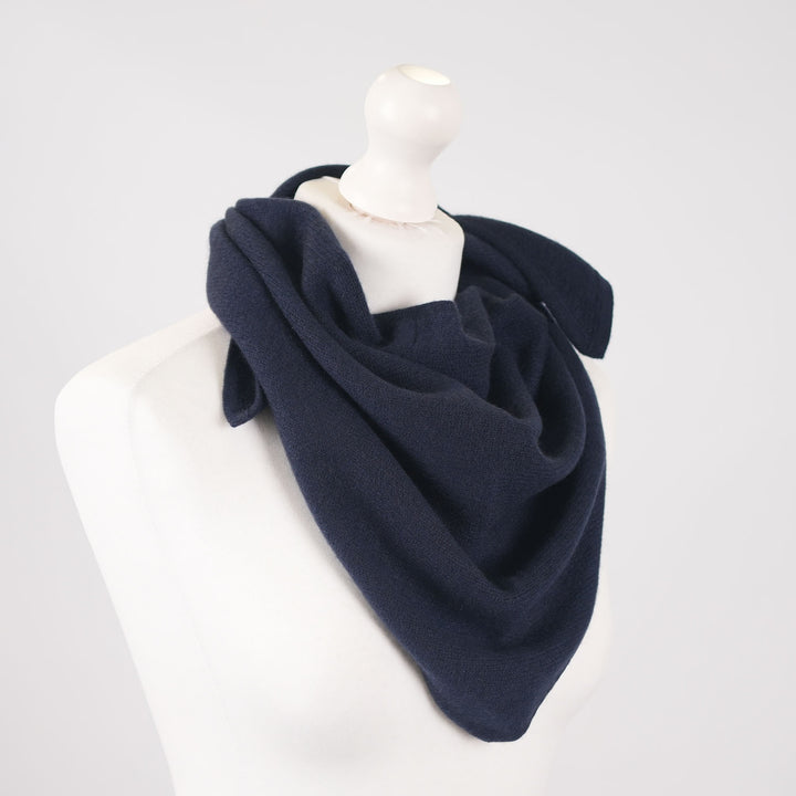 Women’s Luxury Ribbed Cashmere Triangle Scarf - NAVY