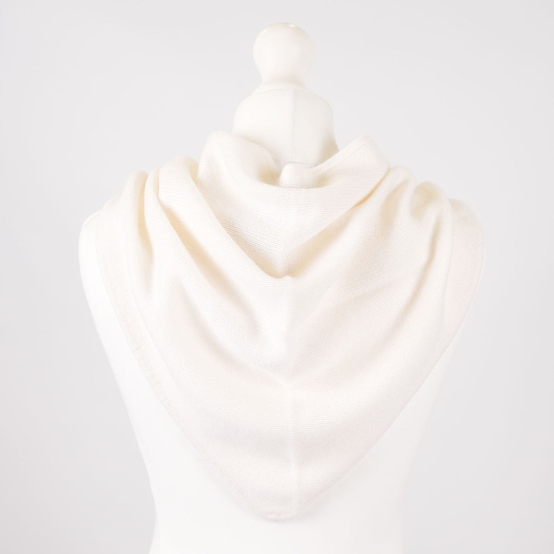 Women’s Luxury Ribbed Cashmere Triangle Scarf - WHITE
