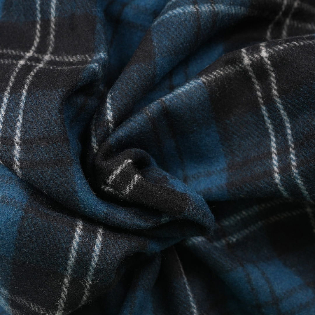 Highland Wool Blend Tartan Blanket Throw – Extra Warm Scottish Wool Blend – RAMSAY BLUE