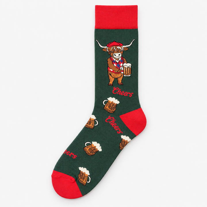 Men’s Luxury Bamboo Socks – Soft, Breathable &amp; Stylish Everyday Comfort - COW WITH BEER GREEN