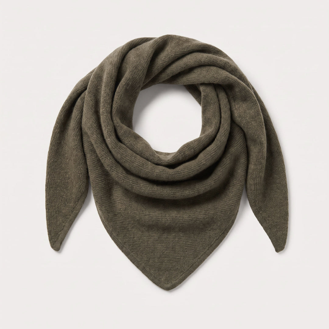 Women’s Luxury Ribbed Cashmere Triangle Scarf - OLIVE