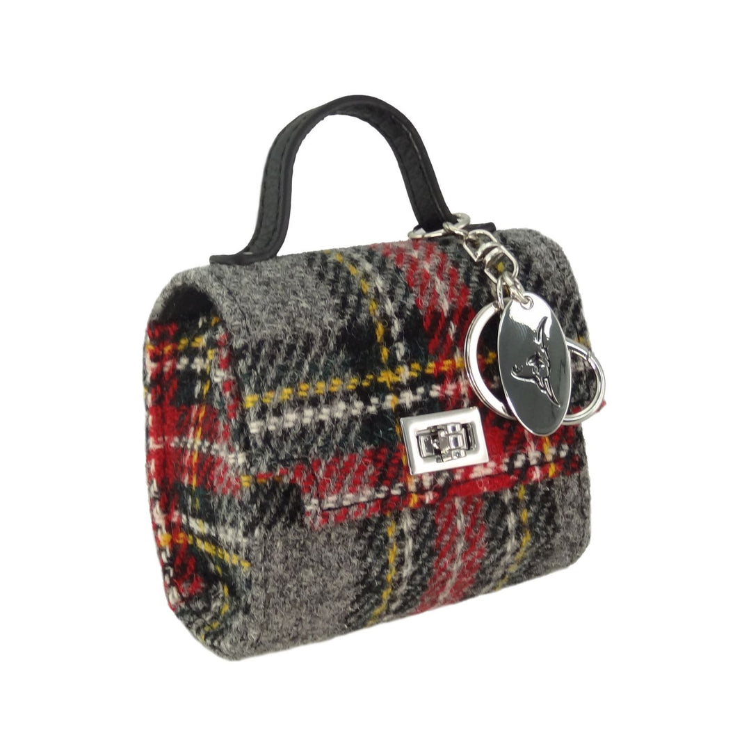 Harris Tweed Nochty Really Wee Bag - Mini Tartan Handbag - Grey &amp; Red Tartan (COL096)