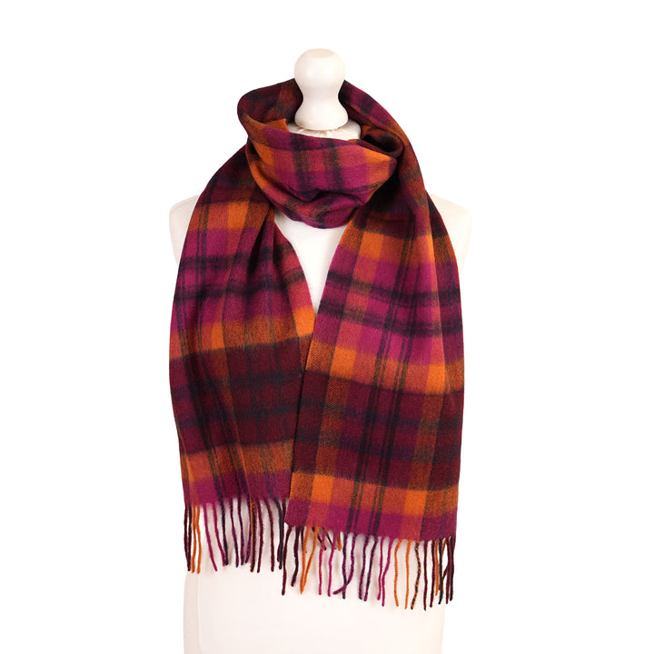Edinburgh 100% Lambswool Scarf – Premium Soft Wool Wrap - MACDONALD ORANGE MIX