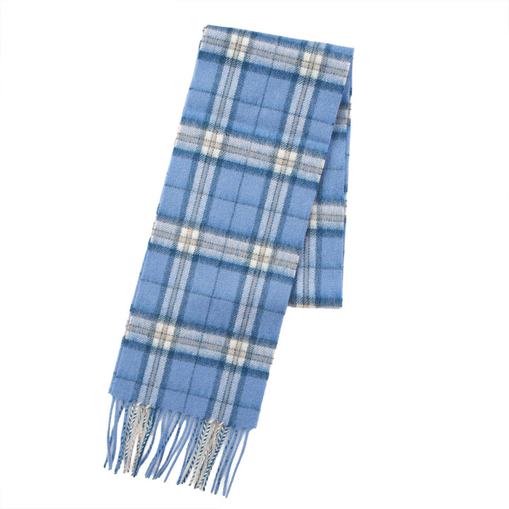 Kids 100% Lambswool Tartan Mini Scarf – Soft Children’s Wool Scarf - THOMSON PALE BLUE