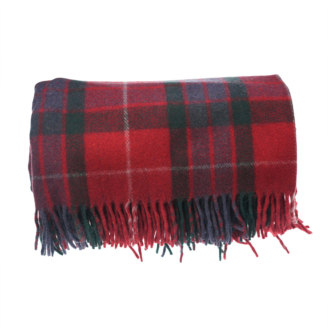Highland Wool Blend Tartan Blanket Throw – Extra Warm Scottish Wool Blend – FRASER RED