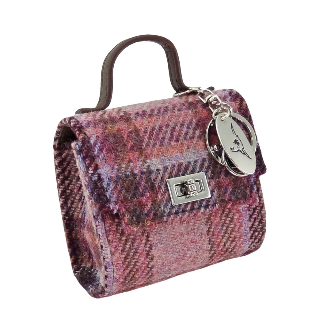 Harris Tweed Nochty Really Wee Bag - Mini Tartan Handbag - Pink/Burgundy Check (COL154)