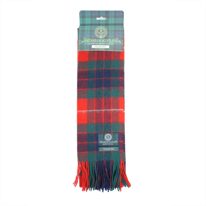 Tartan of Scotland 100% Pure New Wool Clan Scarf - Fraser Red