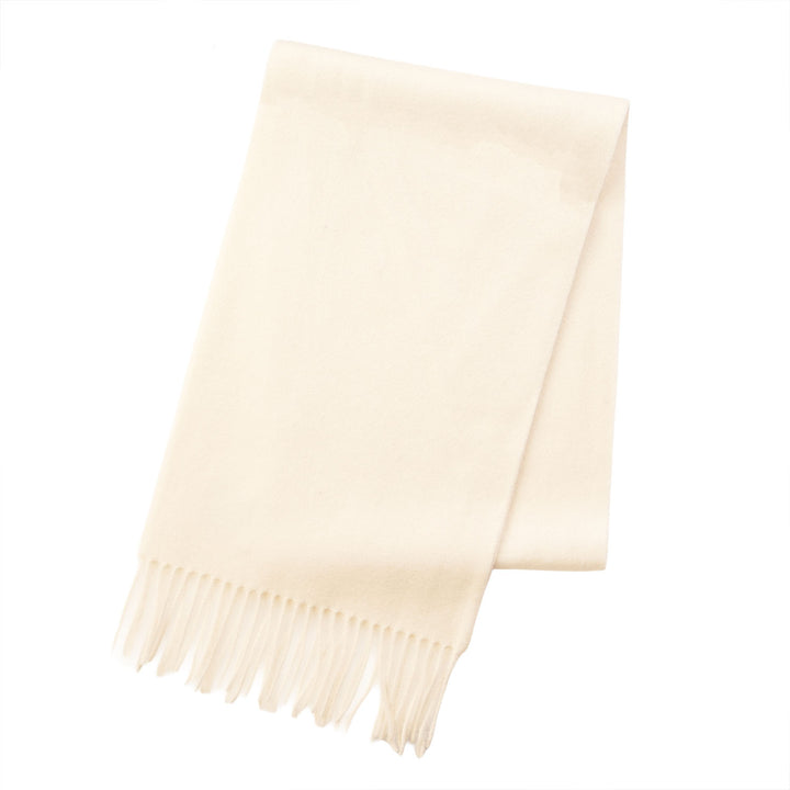 Edinburgh 100% Lambswool Scarf – Premium Soft Wool Wrap - Plain Winter White