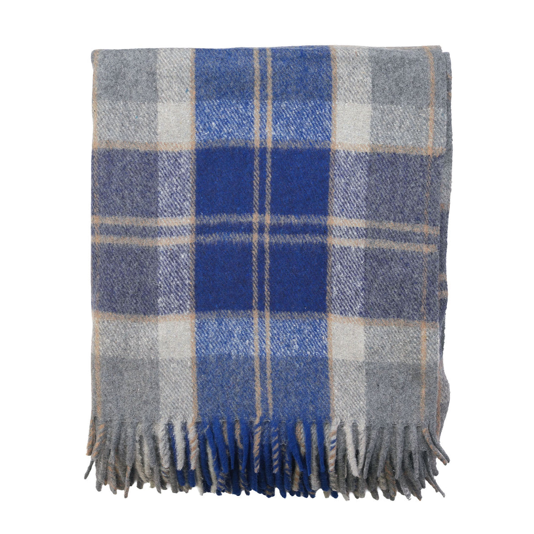 Highland Wool Blend Tartan Blanket Throw – Extra Warm Scottish Wool Blend – BANNOCKBANE SILVER BRIGHT