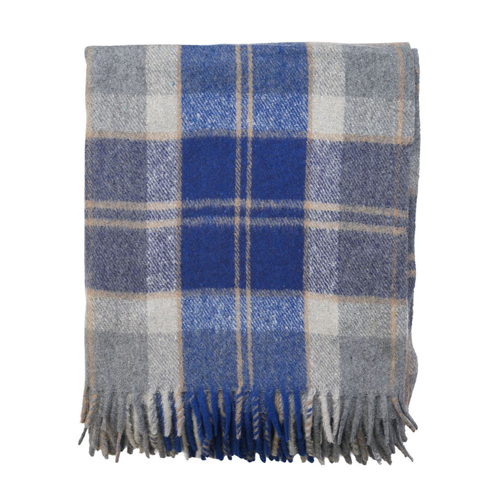Highland Wool Blend Tartan Blanket Throw – Extra Warm Scottish Wool Blend – BANNOCKBANE SILVER BRIGHT