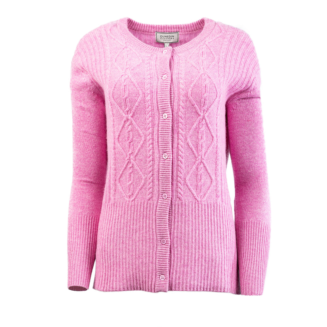 New Cable Cardi Marl Lilac