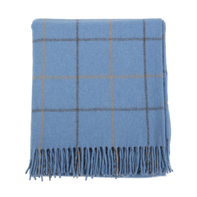 Check Wool Blanket Sky Blue Check