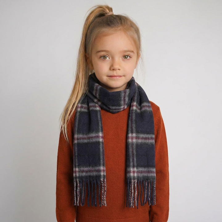 Kids 100% Cashmere Mini Scarf - Soft Luxury Children’s Winter Scarf - Thomson Navy