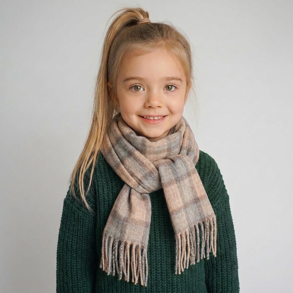 Kids 100% Lambswool Mini Scarf - Soft Luxury Children’s Scarf - Mackellar Natural