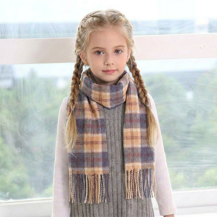 Kids 100% Lambswool Mini Scarf - Soft Luxury Children’s Winter Scarf - Bannockbane Navy