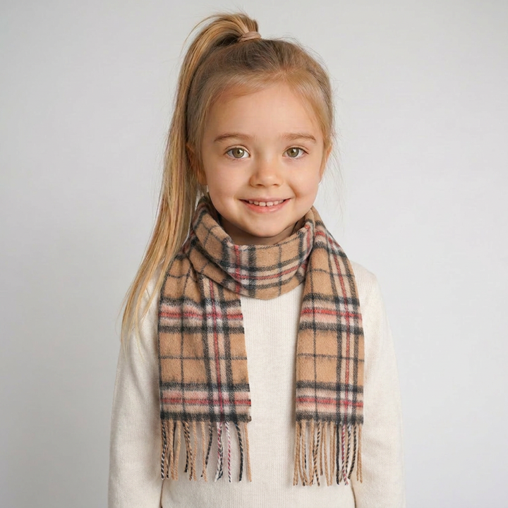 Kids 100% Lambswool Mini Scarf - Soft Luxury Children’s Winter Scarf - Thomson Camel