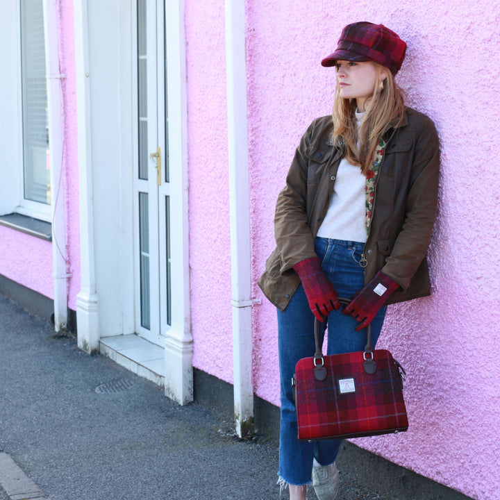 Harris Tweed Findhorn Curved Bottom Handbag - Midi Tote with Adjustable Strap