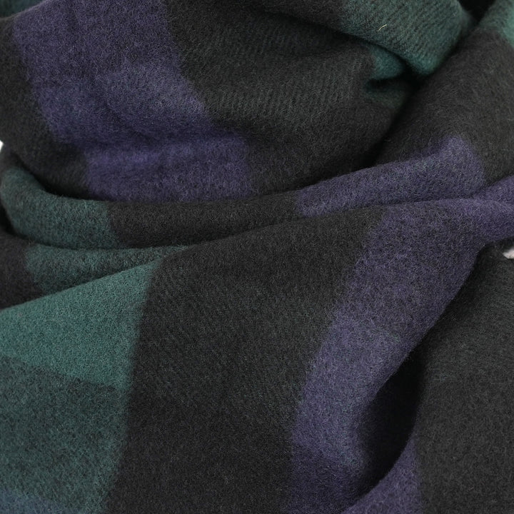 100% Lambswool Scarf – Traditional Tartan &amp; Check Designs - Made in Scotland - 5 Square Tartan - Blue/Green