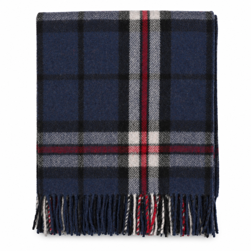 Scottish Tartan Wool-Blend Blanket Throw – Highland Comfort - THOMSON NAVY