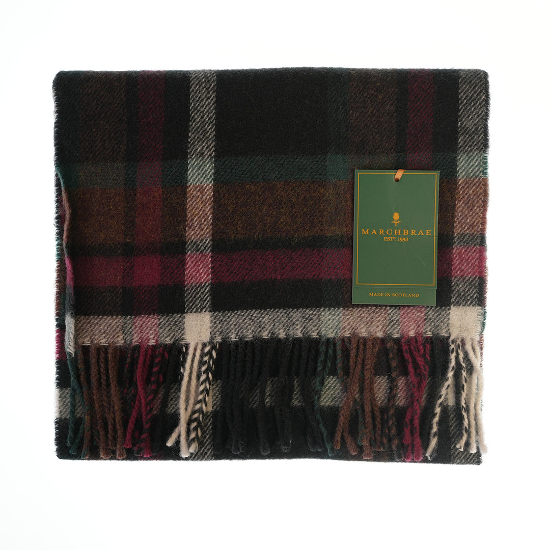 100% Lambswool Scarf – Traditional Tartan &amp; Check Designs - Made in Scotland - Abstract Dark