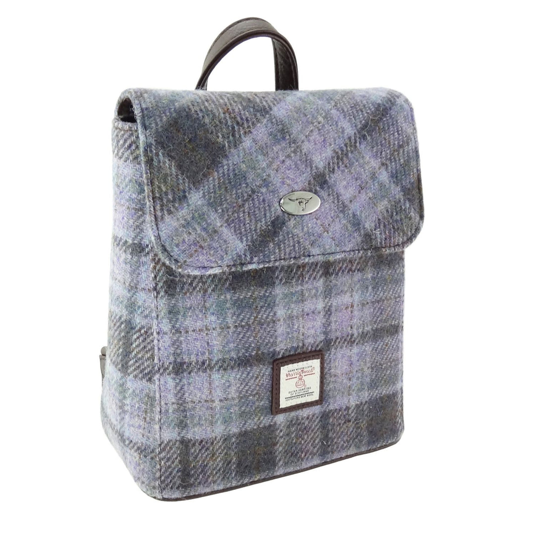 Harris Tweed Tummel Mini Backpack - Small Backpack with Phone Pocket - Soft Purple Tartan (COL155)
