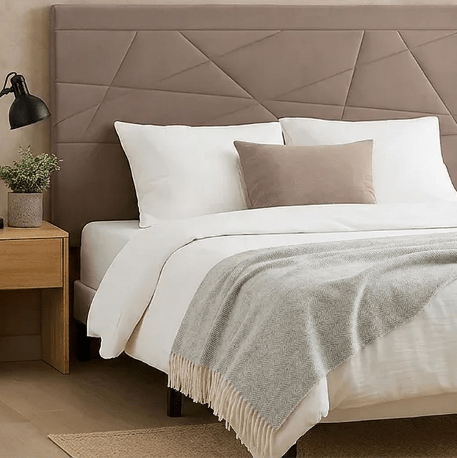 Recycled Wool Herringbone Blanket with Fringe - Soft Warm Throw - OYSTER GREY