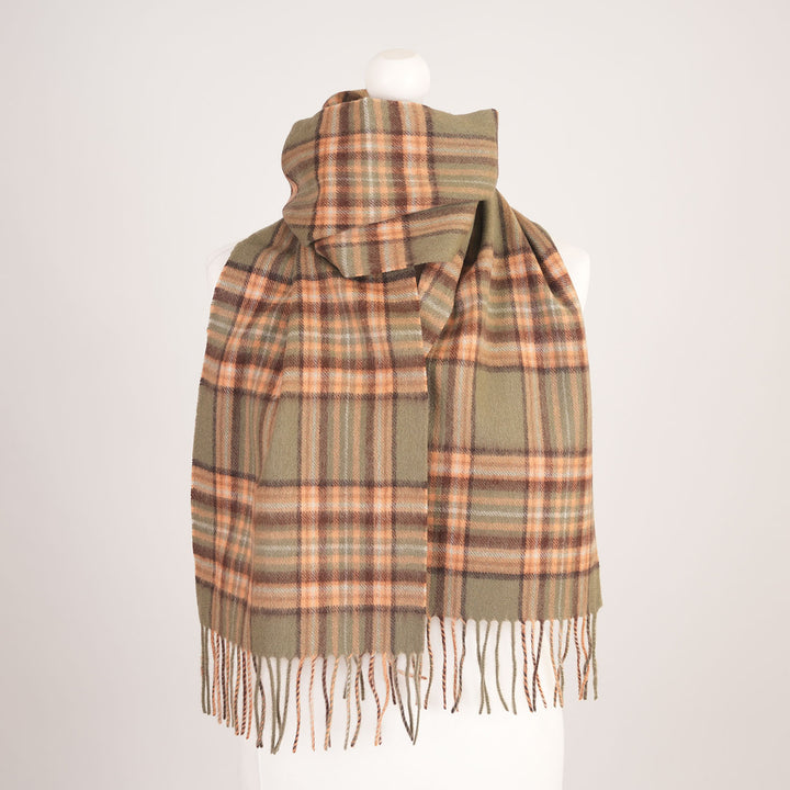 .Edinburgh 100% Lambswool Scarf – Premium Soft Wool Wrap - ROYAL STEWART VINTAGE GREEN