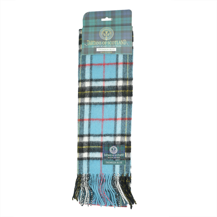 Tartan of Scotland 100% Pure New Wool Clan Scarf - Thomson Blue