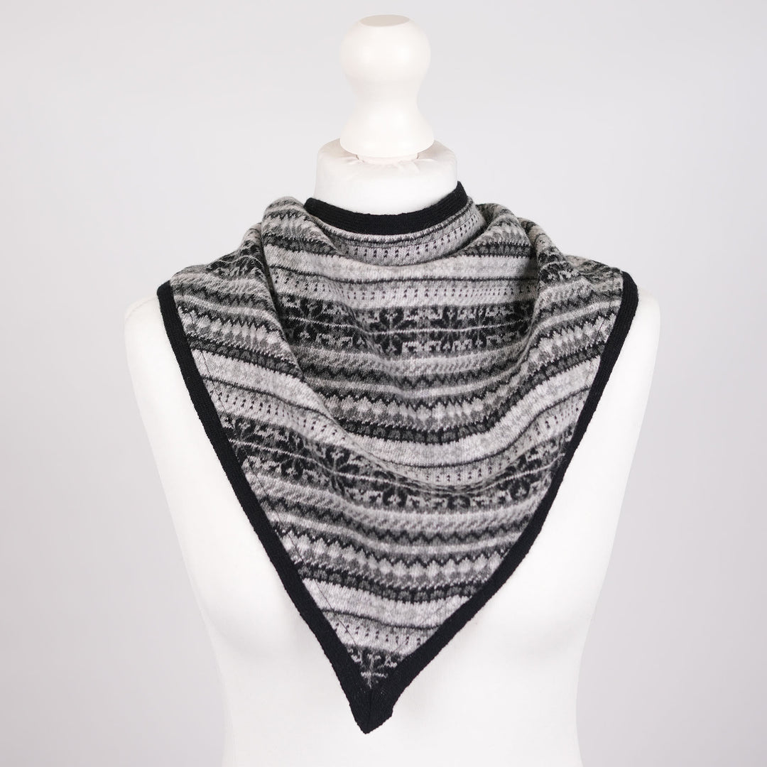 Women’s Lambswool Fair Isle Neck Scarf – Made in Scotland - BLACK