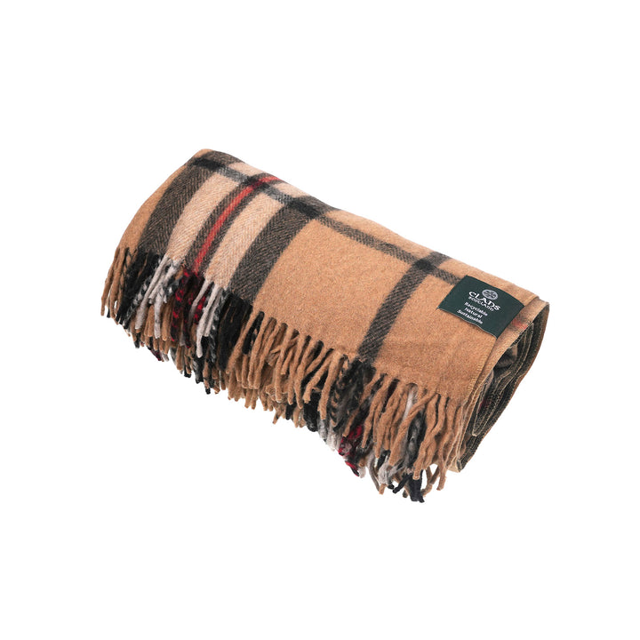 Scottish Tartan Wool-Blend Blanket Throw – Highland Comfort - EXPLODED THOMSON CAMEL