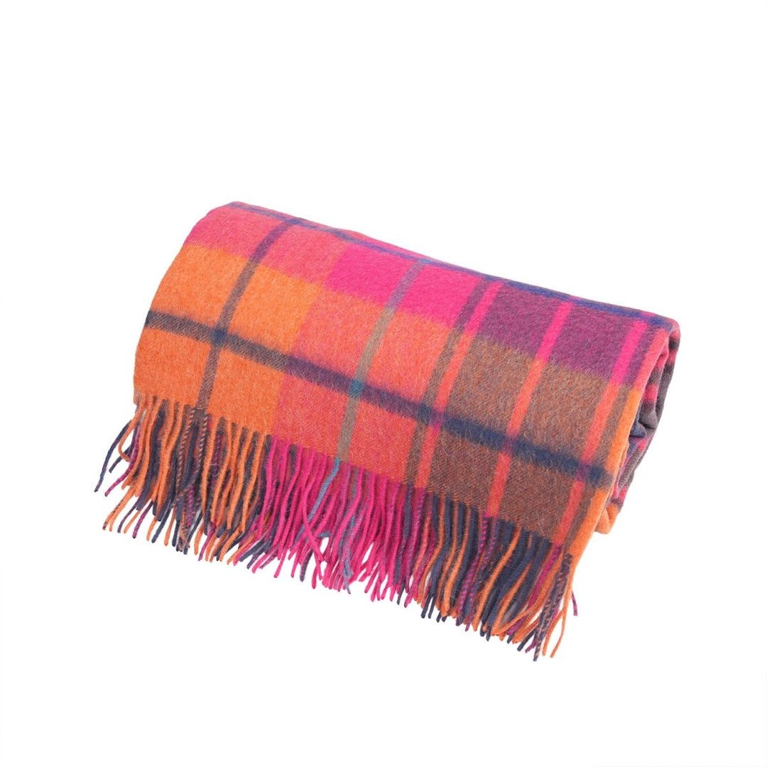 100% Pure Lambswool Blanket Throw – Luxury Soft Warm Wool Blanket - Home Décor - MILL CHECK JAZZ
