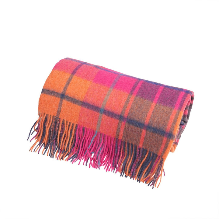 100% Pure Lambswool Blanket Throw – Luxury Soft Warm Wool Blanket - Home Décor - MILL CHECK JAZZ