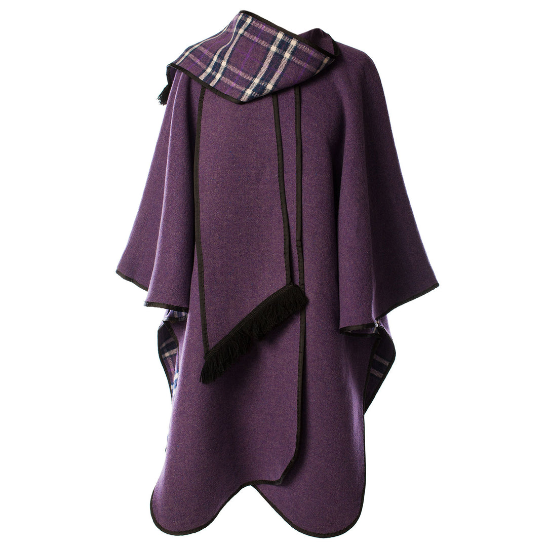 Heritage of Scotland Ladies Warm Reversible Wool Blend Cape - PURPLE