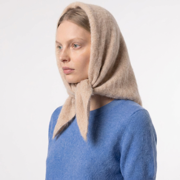 Pure Brushed Luxury Cashmere Triangle Head Scarf - REED
